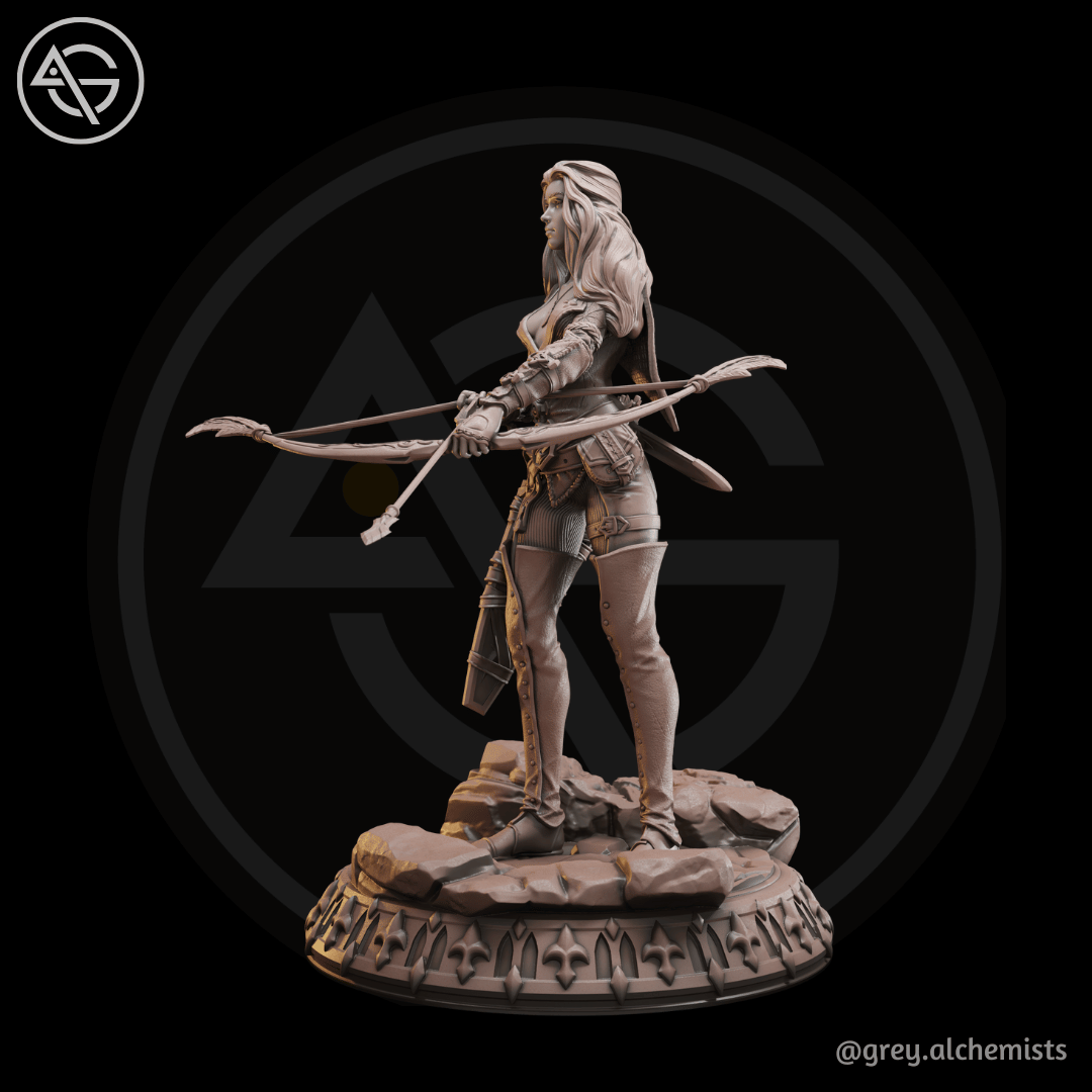 Grey Alchemists - Human Archer - 32mm/75mm DnD/Pathfinder/TTRPG Figure