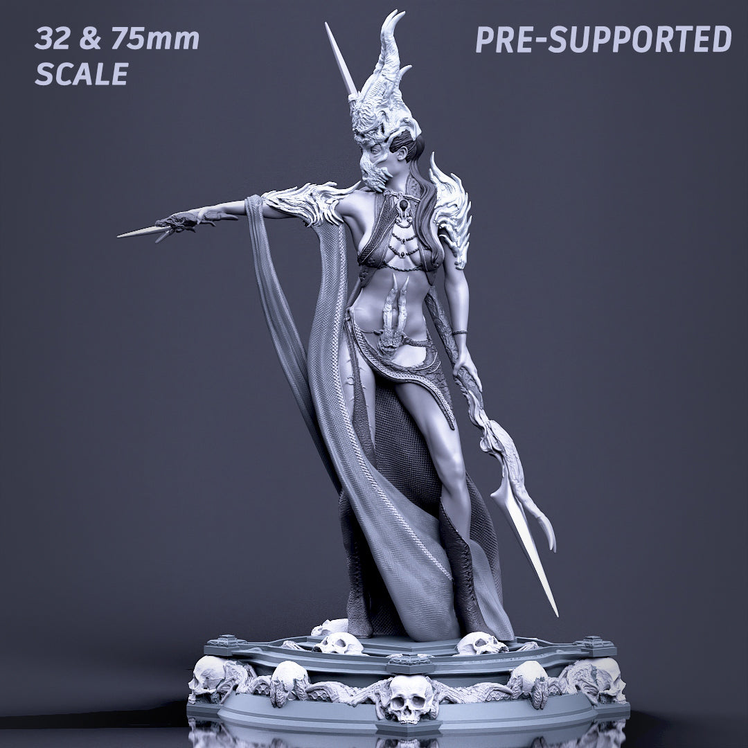 Printomancer - Boneflesh Necropriestess - 32/75mm Pin Up/Figure/Model/Diorama