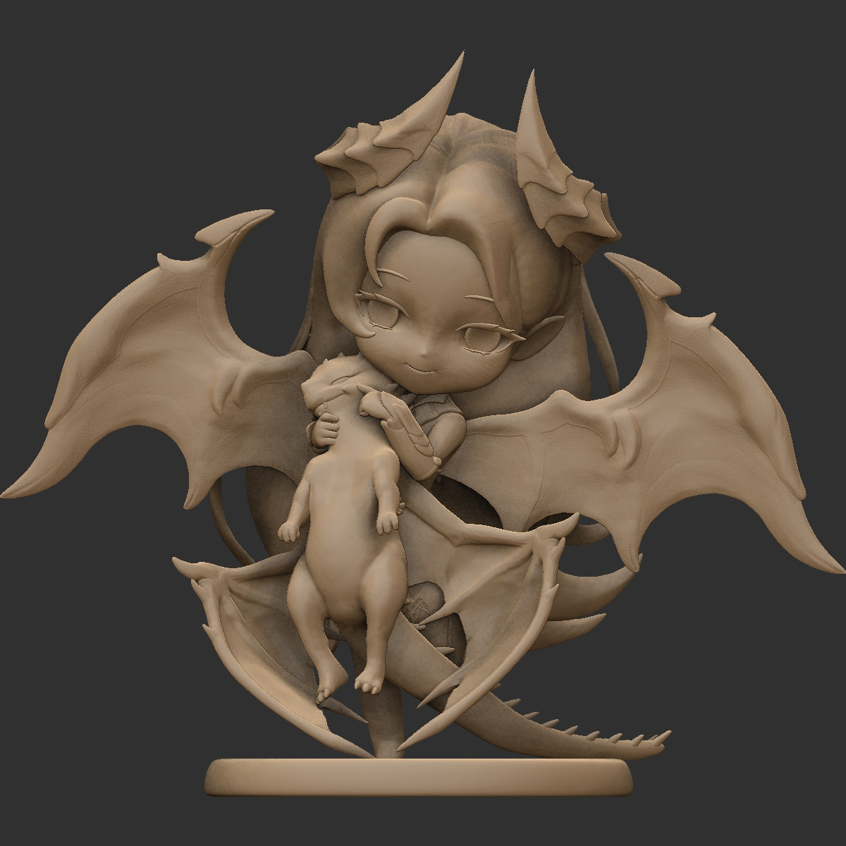 AliceFo - Chibi Monsters - Demoness & Dragon #3 - DnD/TTRPG Figure/Miniature