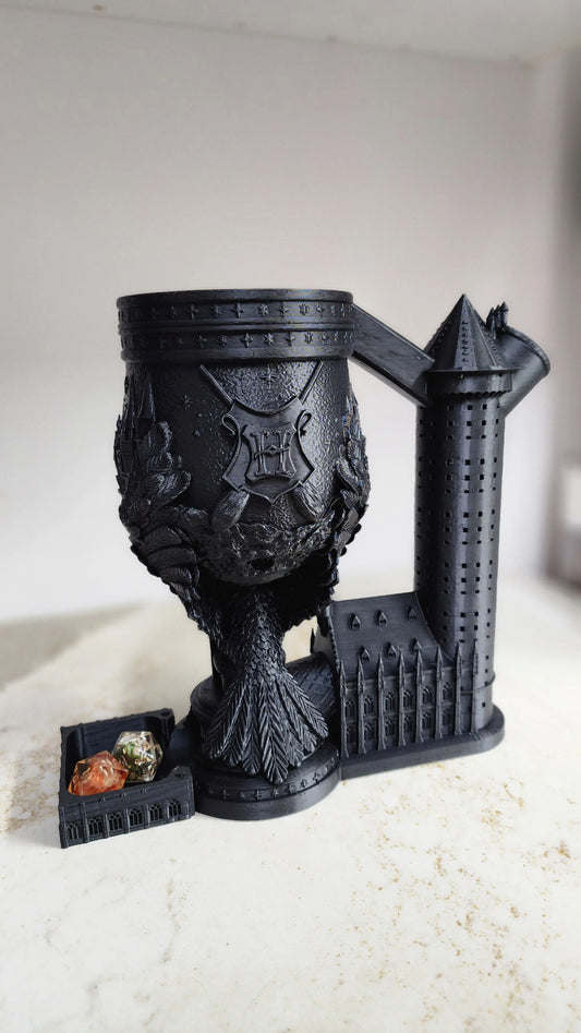 Jacob & Kira - Can-Holding Dice Towers - Wizarding School - DnD/TTRPG/Roleplaying/Wargames