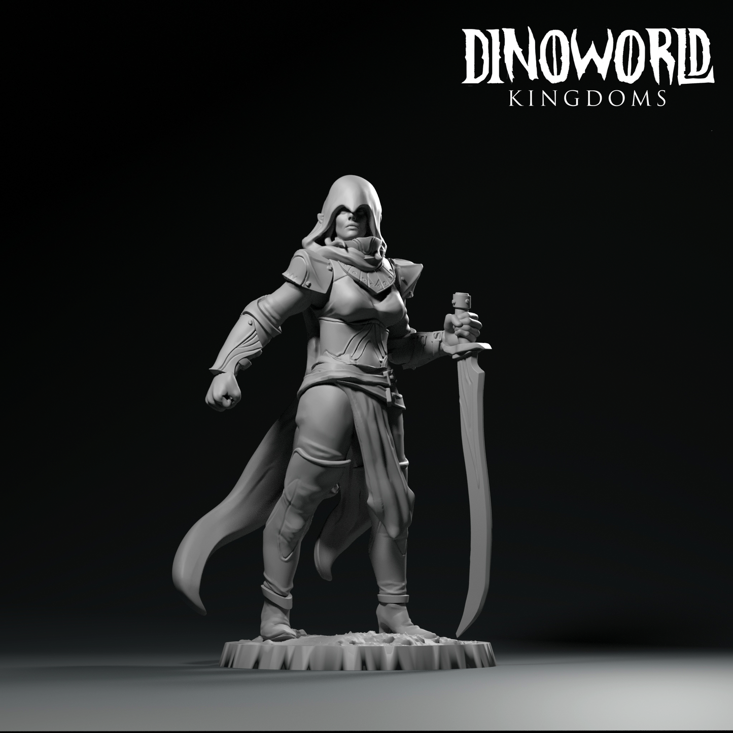 Dinoworld - Orks - Elf Swordswoman - DnD/Pathfinder/TTRPG Figure Miniature