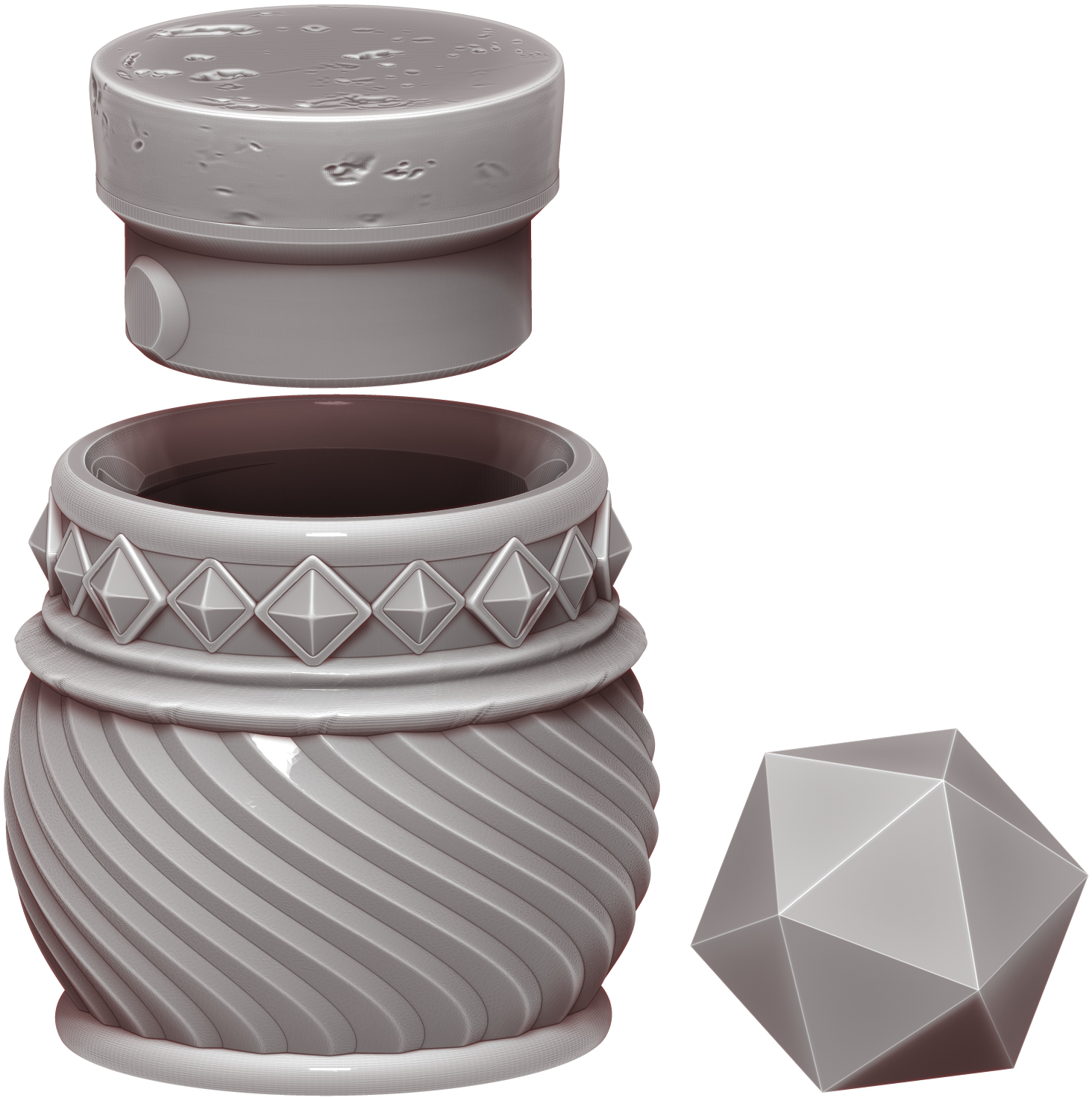 Ars Moriendi - Tiny Potions Dice Holder - Swirly 1 - DnD/TTRPG/Roleplaying/Wargames - Helios3DPrinting