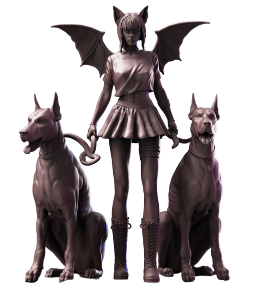 GeekInFox - Girl with Dogs - 75mm Pin Up/Figure/Model/Diorama