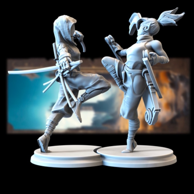 Broken Sword - Post Apocalyptic Elves - Twins - 75/100mm Pin Up/Figure/Model/Diorama