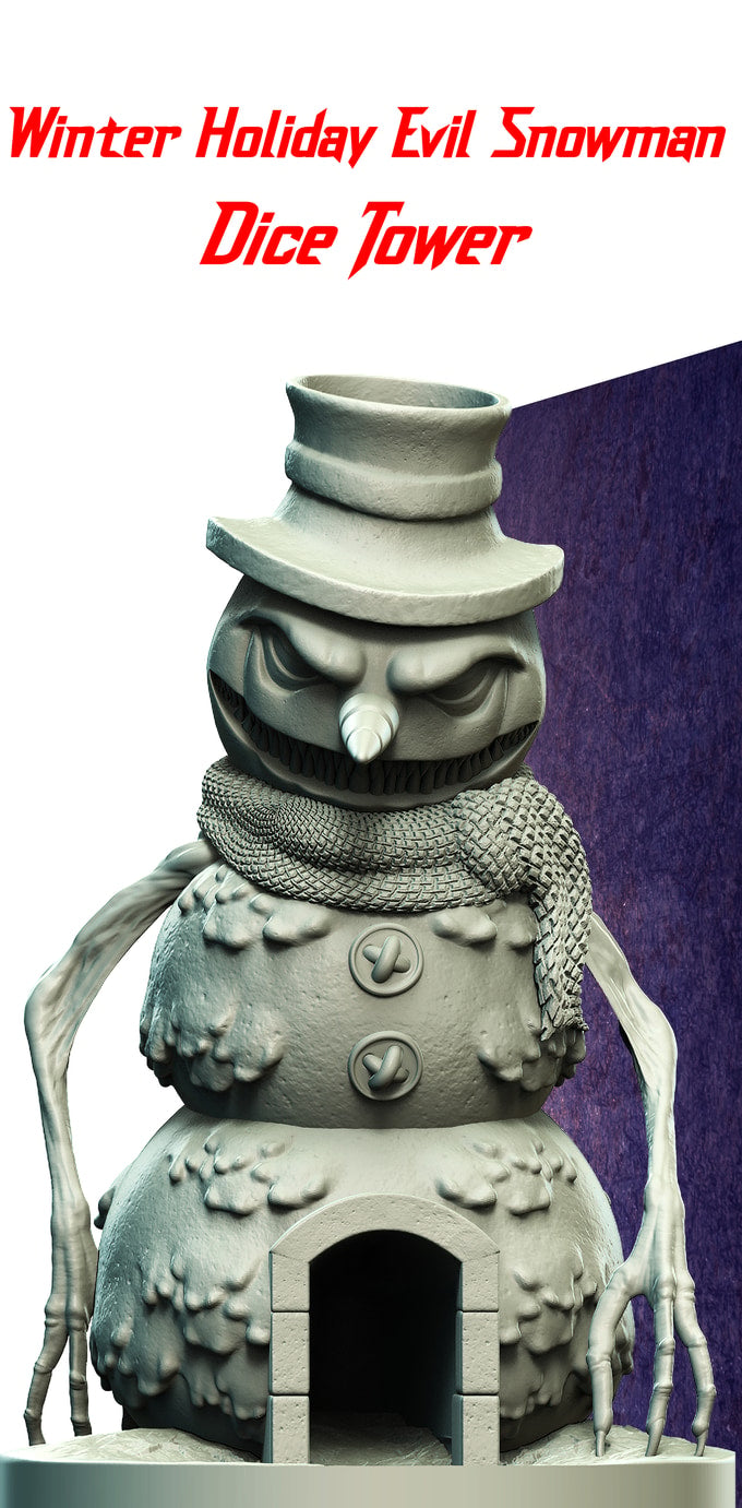 Slope3D - Evil Snowman Dice Tower - DnD/TTRPG/Roleplaying/Wargames