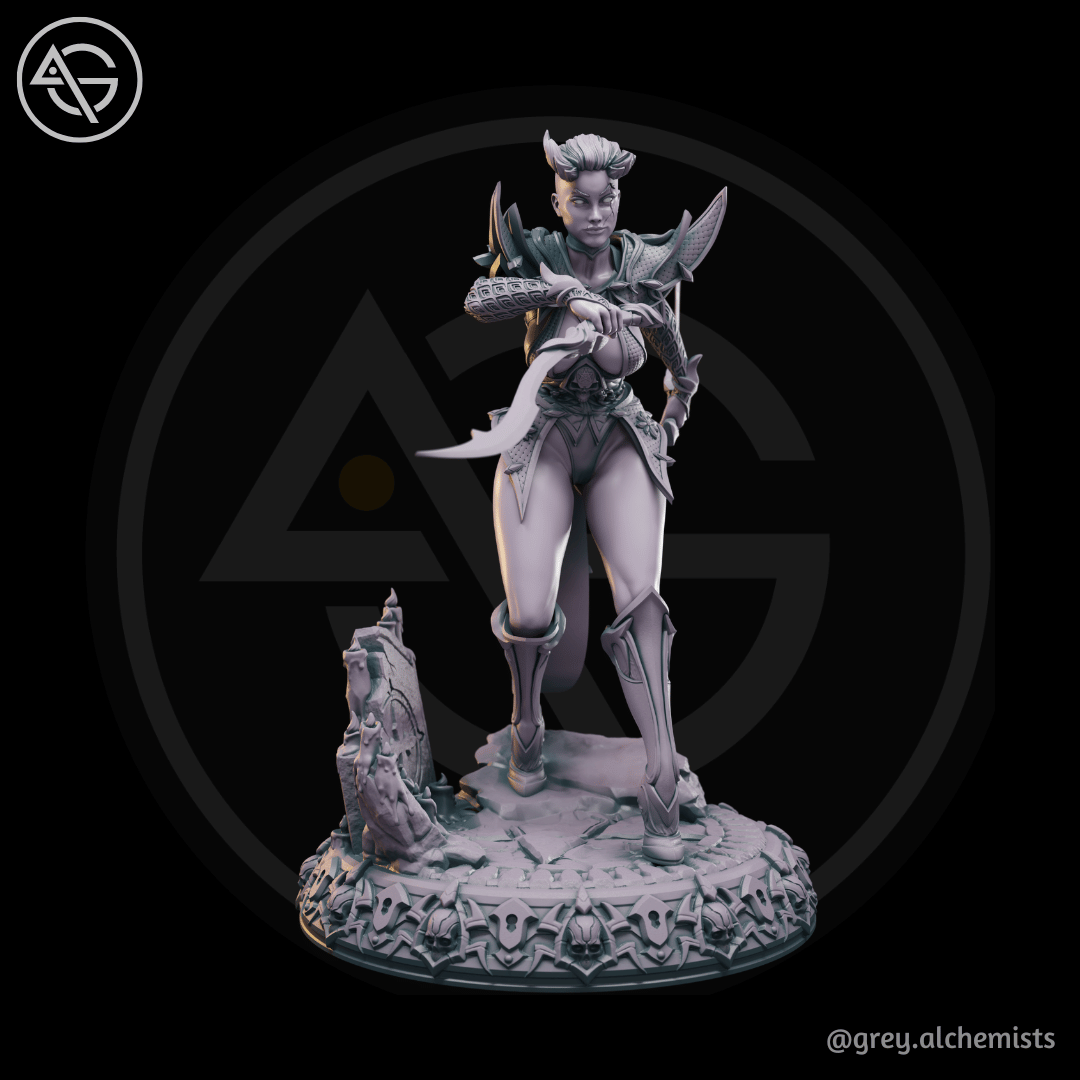 Grey Alchemists - Tiefling Assassin - 32mm/75mm DnD/Pathfinder/TTRPG Figure