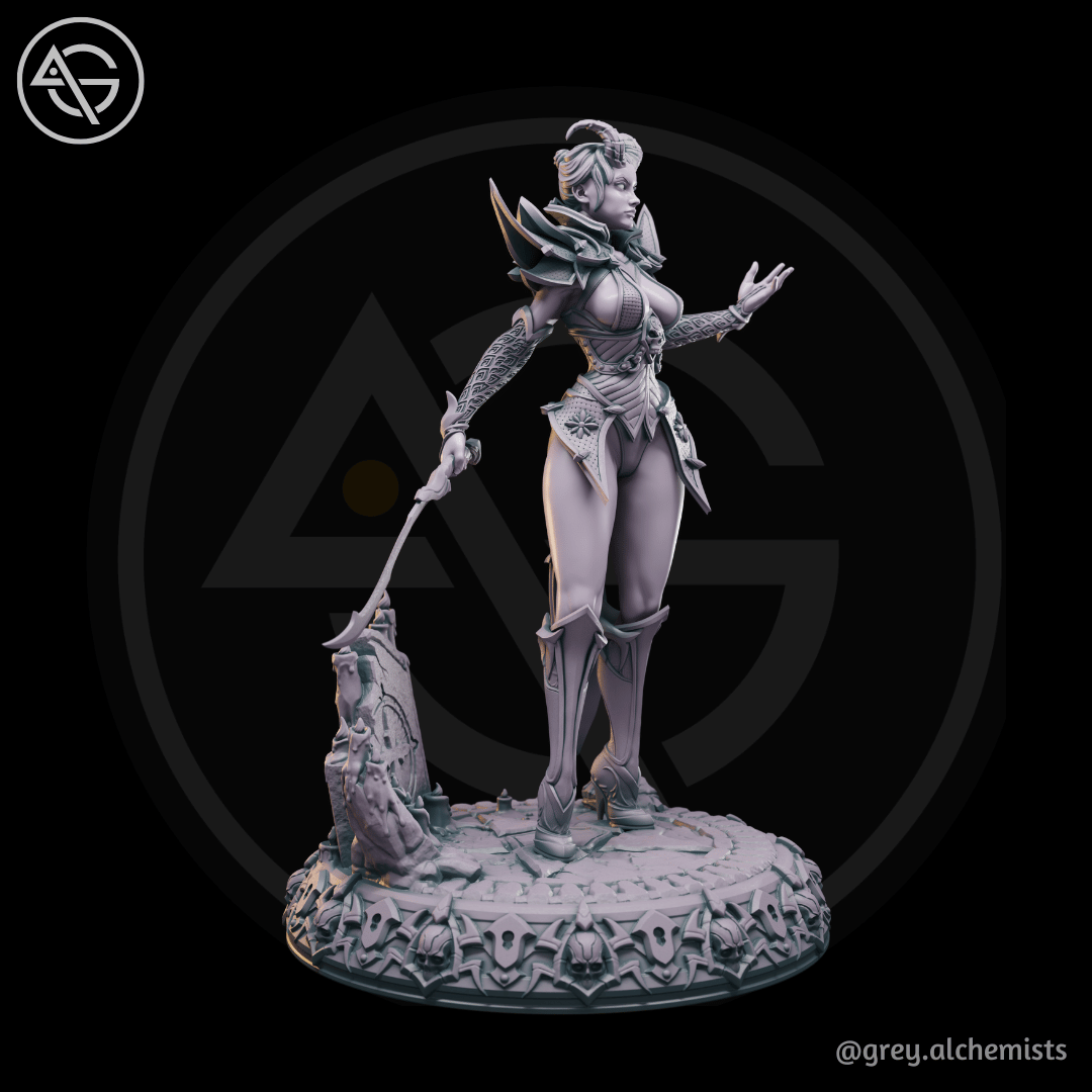 Grey Alchemists - Tiefling Warrior - 32mm/75mm DnD/Pathfinder/TTRPG Figure