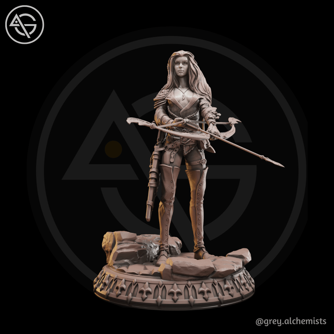 Grey Alchemists - Human Archer - 32mm/75mm DnD/Pathfinder/TTRPG Figure