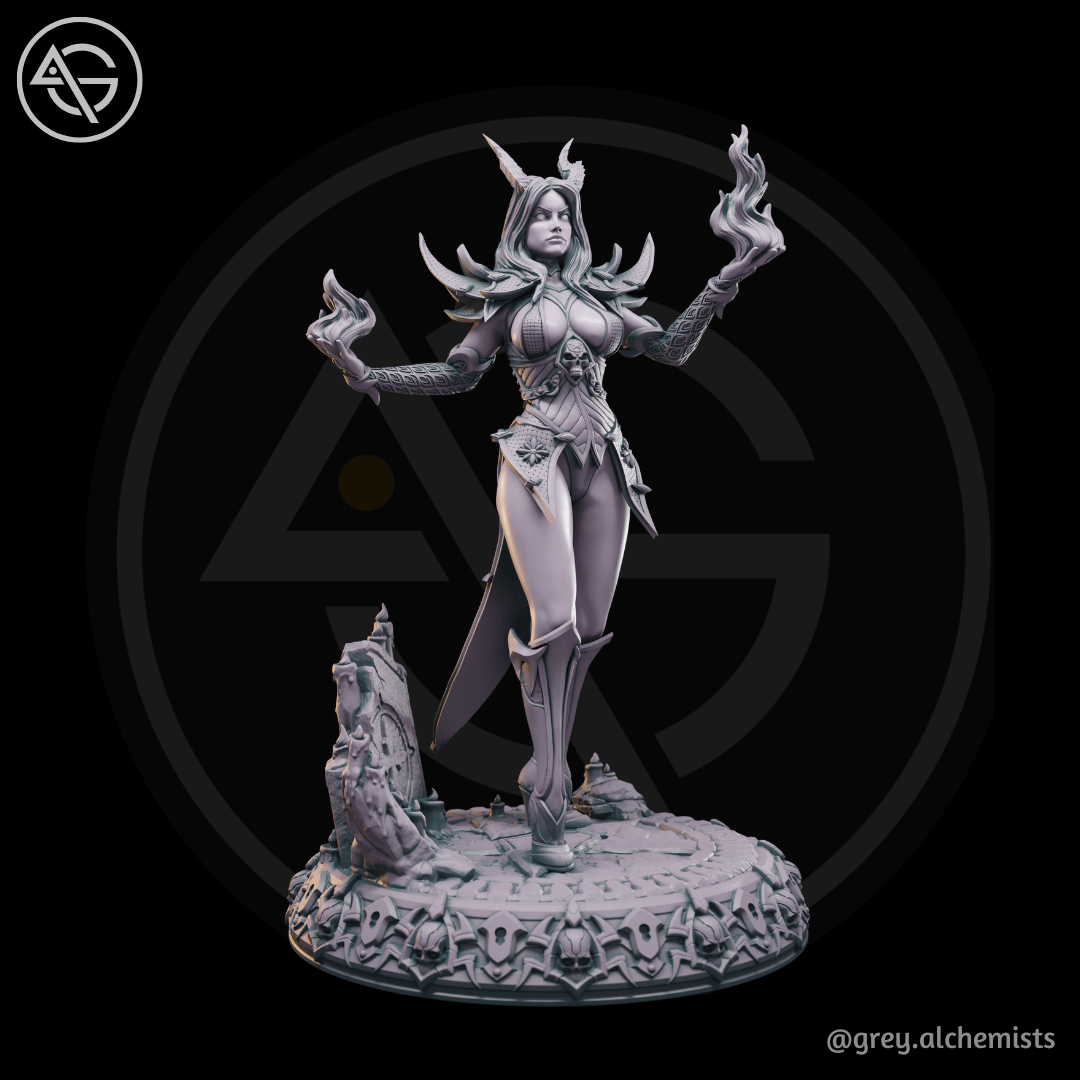 Grey Alchemists - Tiefling Sorcerer - 32mm/75mm DnD/Pathfinder/TTRPG Figure