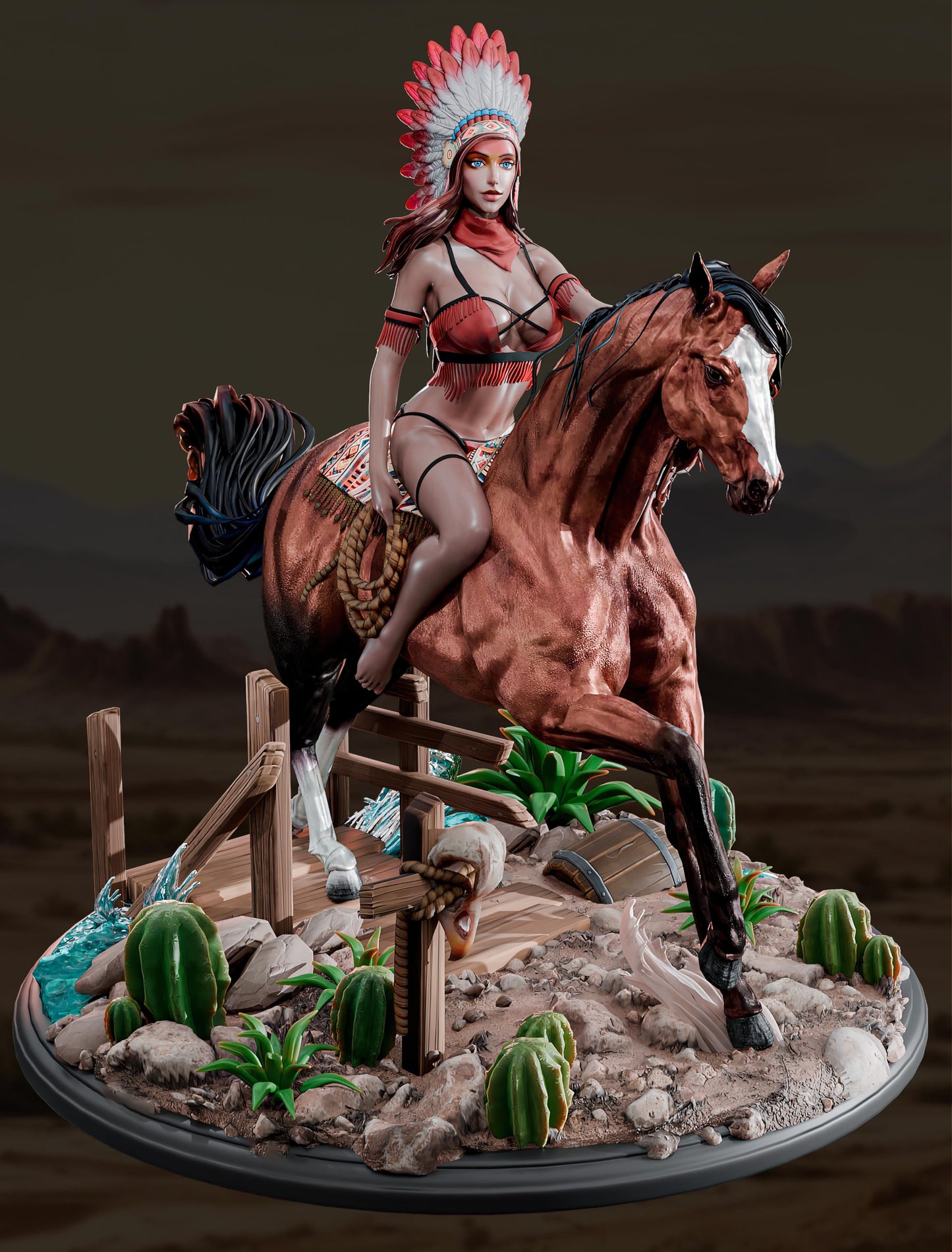 AMCM Studios - Ada Emberheart on Horseback - 32/75mm Pin Up/Figure/Model/Diorama - Helios3DPrinting