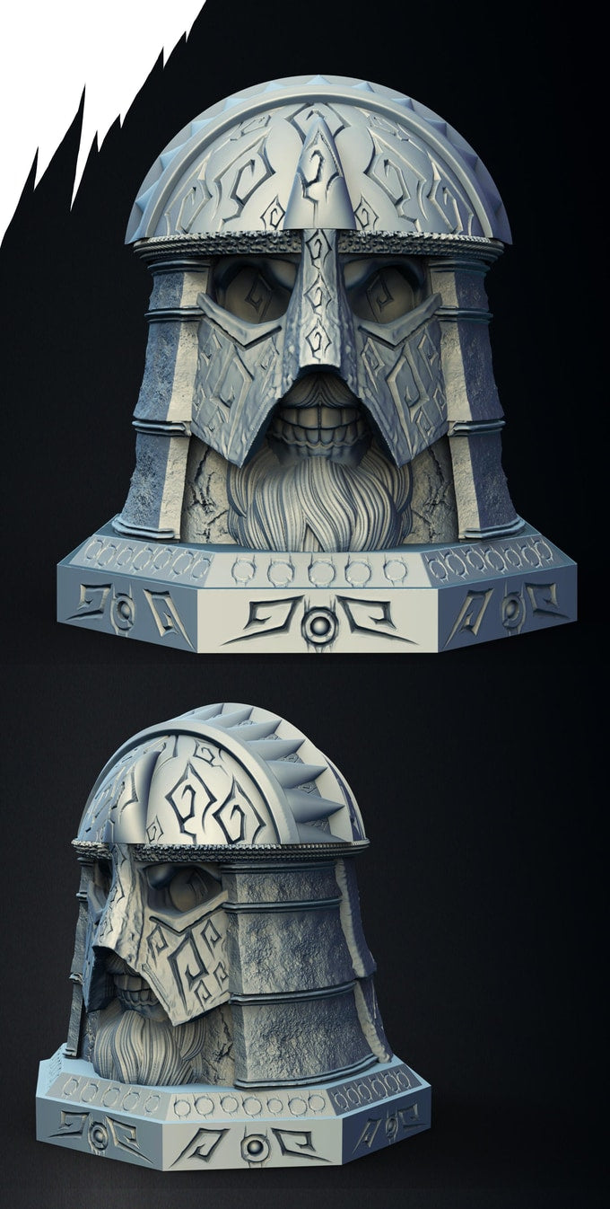 Slope3D - Ancient Skull Dice Case/Box #2 - DnD/TTRPG/Roleplaying/Wargames