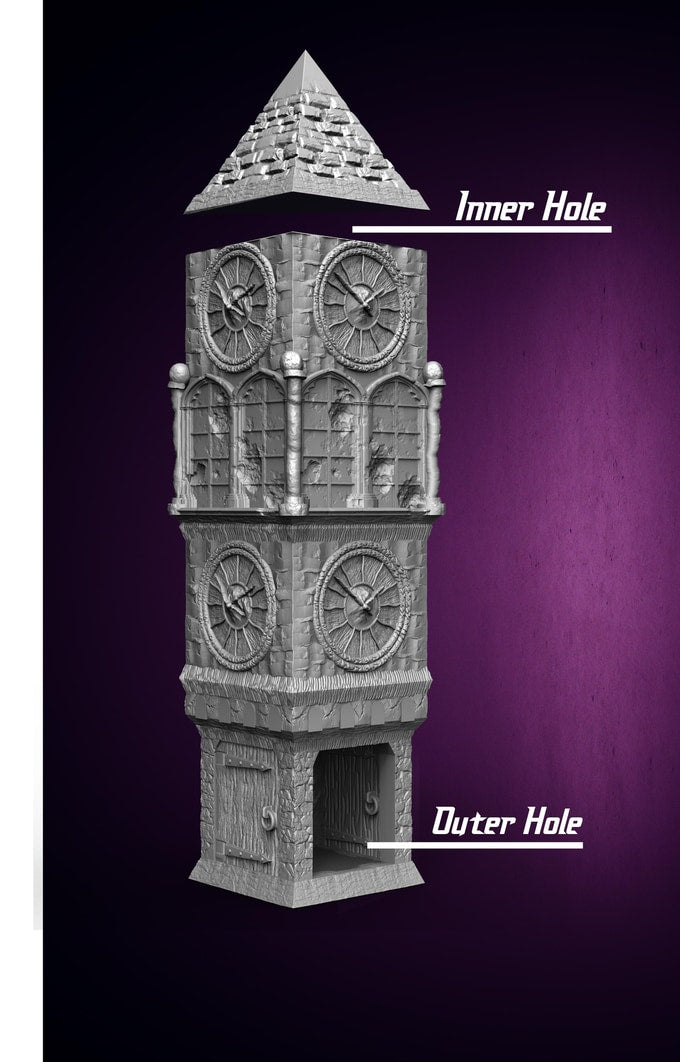 Slope3D - Clocktower (Vampire) Dice Tower - DnD/TTRPG/Roleplaying/Wargames
