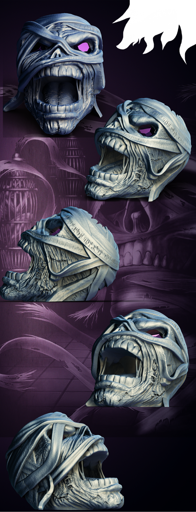 Slope3D - Mummy Head Dice Tower - DnD/TTRPG/Roleplaying/Wargames