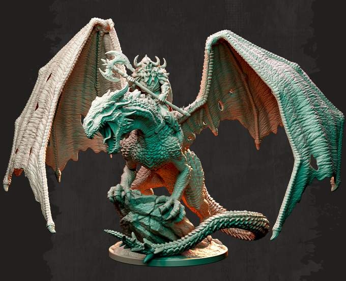 Nocturna - Drakor the Dragonrider - 75mm Pin Up/Figure/Model/Diorama