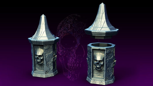 Slope3D - Skull Clock Dice Box/Case - DnD/TTRPG/Roleplaying/Wargames