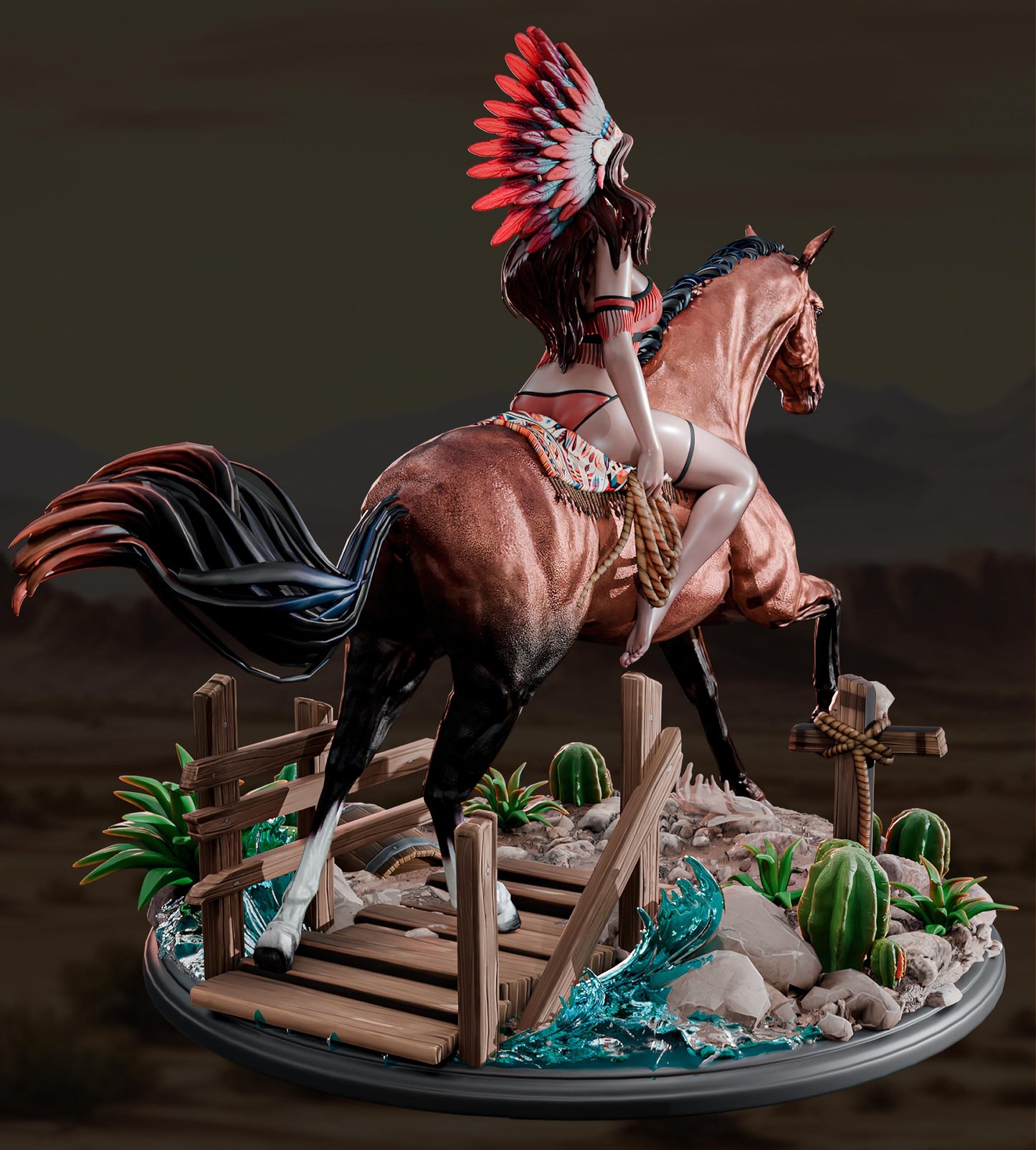AMCM Studios - Ada Emberheart on Horseback - 32/75mm Pin Up/Figure/Model/Diorama - Helios3DPrinting