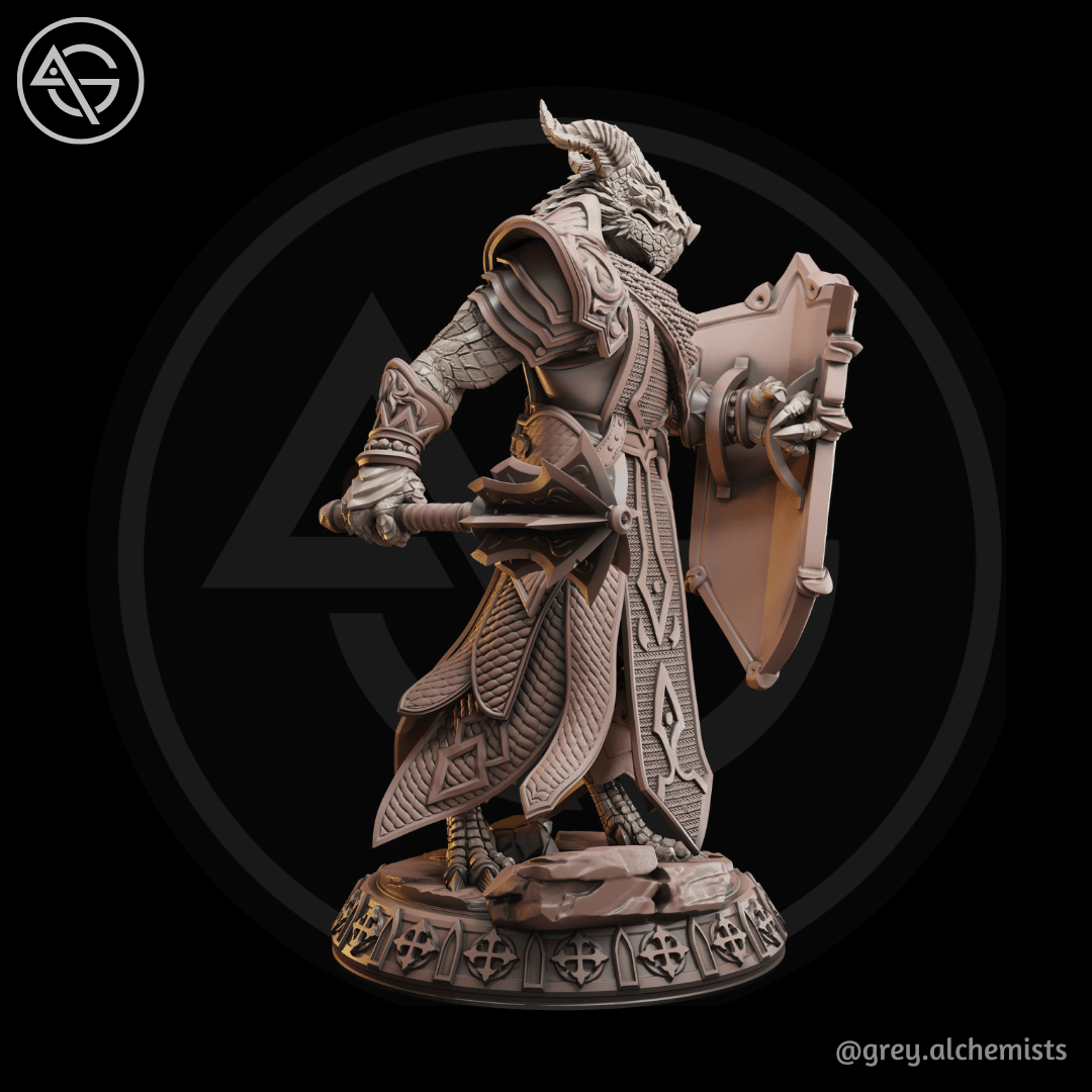 Grey Alchemists -  Dragonborn Paladin - 32mm/75mm DnD/Pathfinder/TTRPG Figure