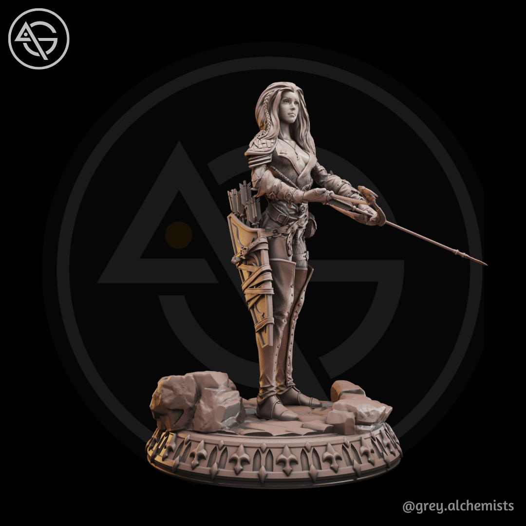 Grey Alchemists - Human Archer - 32mm/75mm DnD/Pathfinder/TTRPG Figure