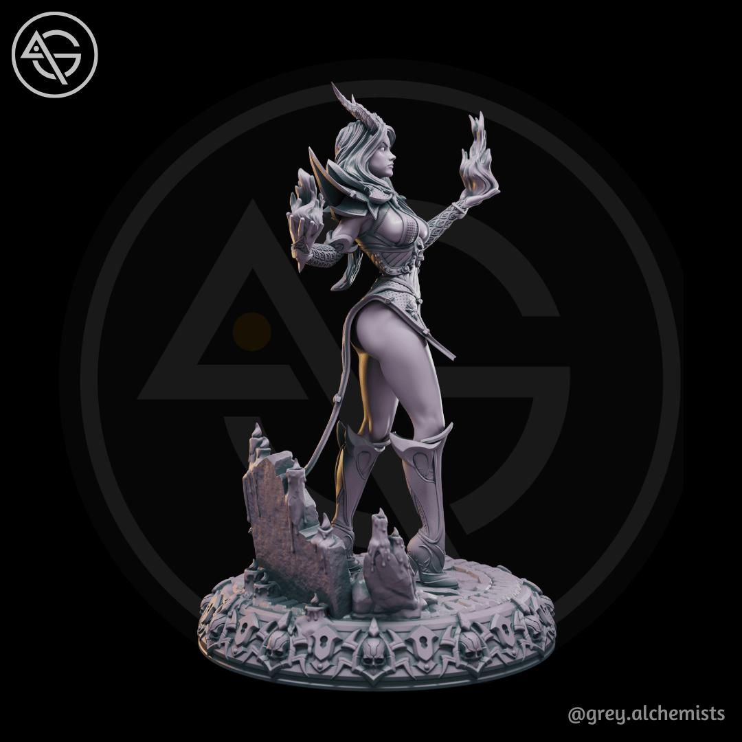 Grey Alchemists - Tiefling Sorcerer - 32mm/75mm DnD/Pathfinder/TTRPG Figure