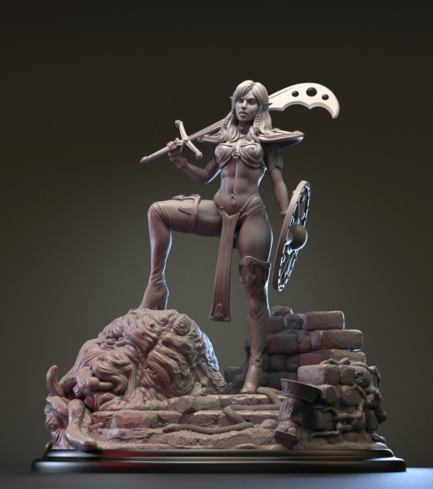 Capritor Studios - Vala Stormraven - 75mm Pin Up/Figure/Model/Diorama
