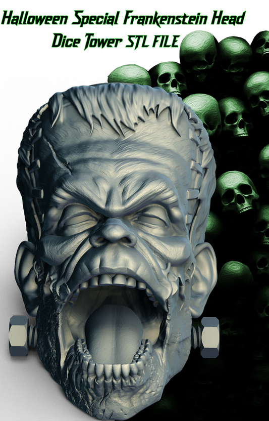 Slope3D - Frankenstein Head Dice Tower - DnD/TTRPG/Roleplaying/Wargames