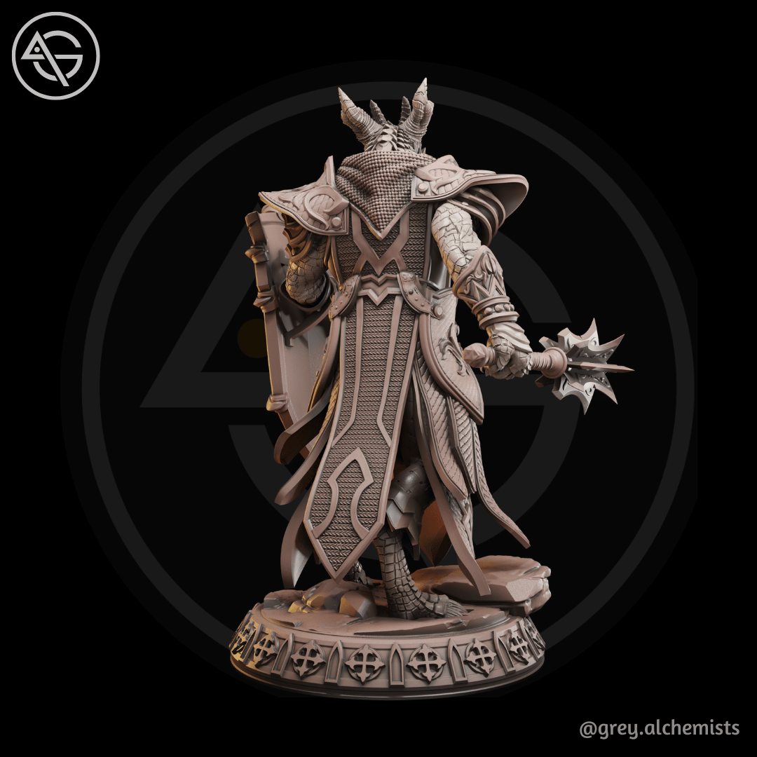 Grey Alchemists -  Dragonborn Paladin - 32mm/75mm DnD/Pathfinder/TTRPG Figure