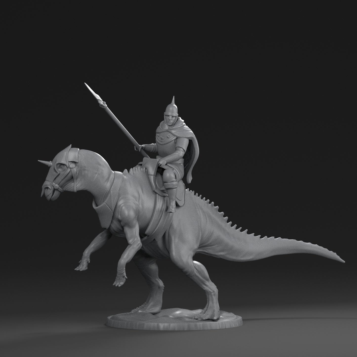 Dinoworld - Kingdoms #3 - Edmonotsaurus w/Rider #1 - DnD/Pathfinder/TTRPG Figure