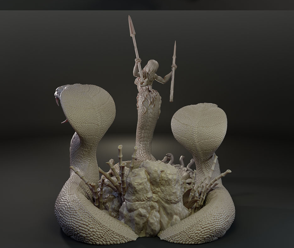 Alain Viesca - Naga (Attack) - 32/75/120mm Pin Up/Figure/Model/Diorama - Helios3DPrinting