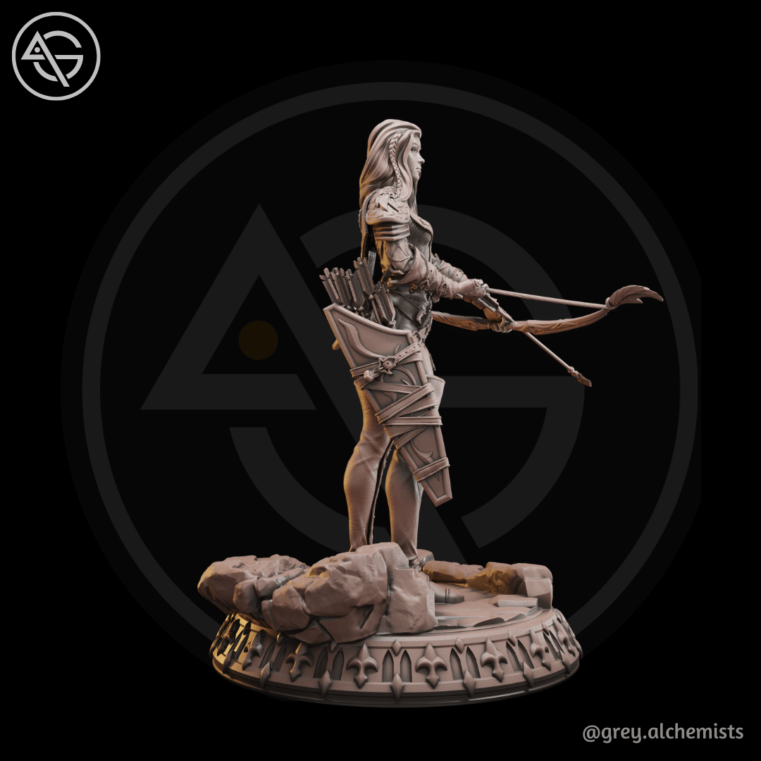 Grey Alchemists - Human Archer - 32mm/75mm DnD/Pathfinder/TTRPG Figure