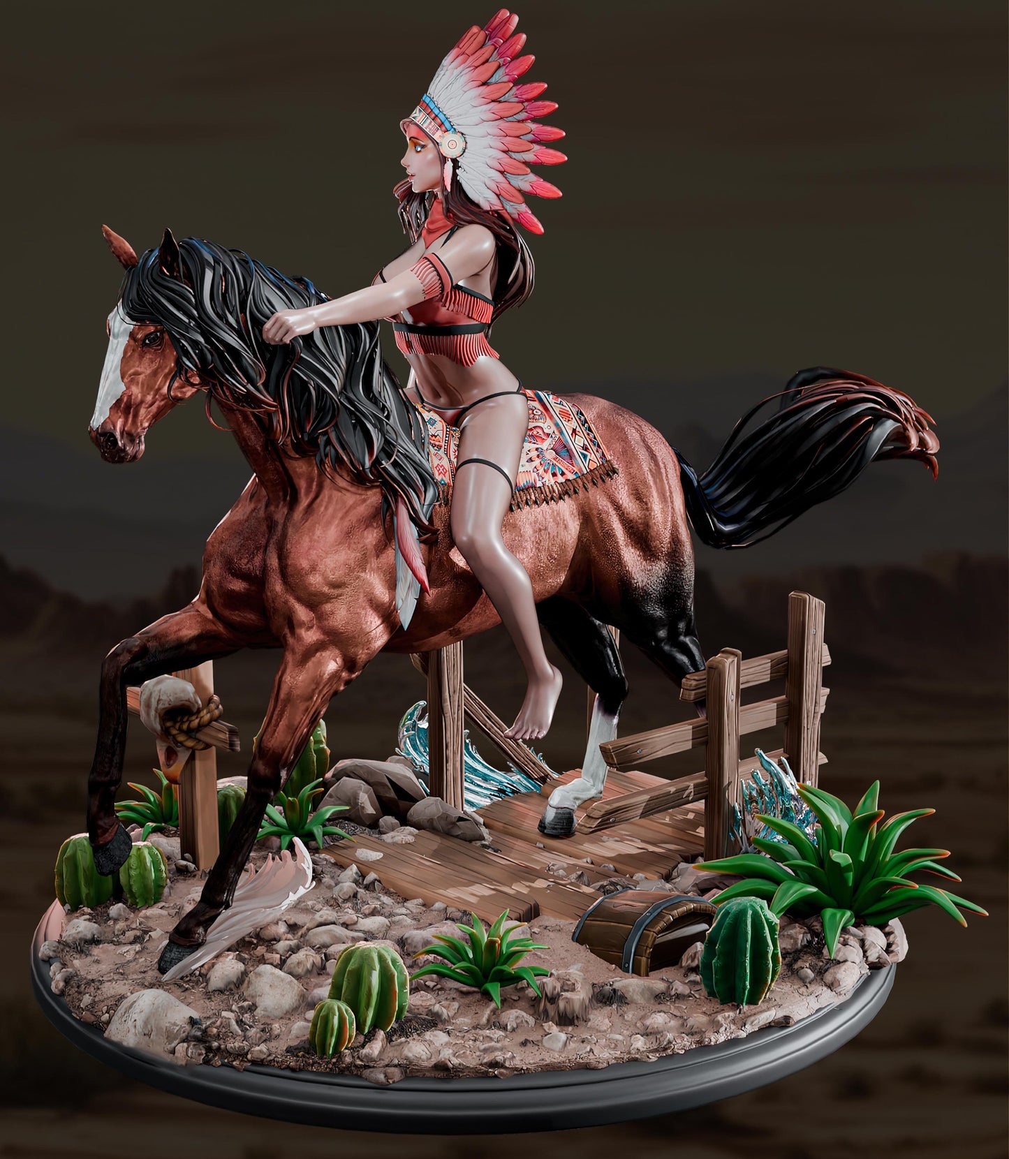 AMCM Studios - Ada Emberheart on Horseback - 32/75mm Pin Up/Figure/Model/Diorama - Helios3DPrinting