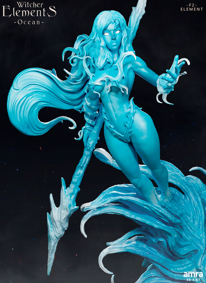 Amra 3D Art - Witcher Elements - Ocean #2 - 80mm Pin Up/Figure/Model/Diorama - Helios3DPrinting