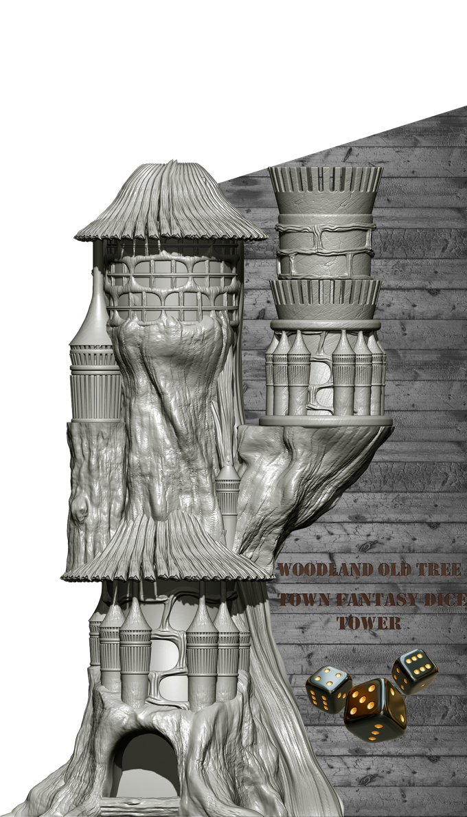 Slope3D - Forest Town Dice Tower - DnD/TTRPG/Roleplaying/Wargames