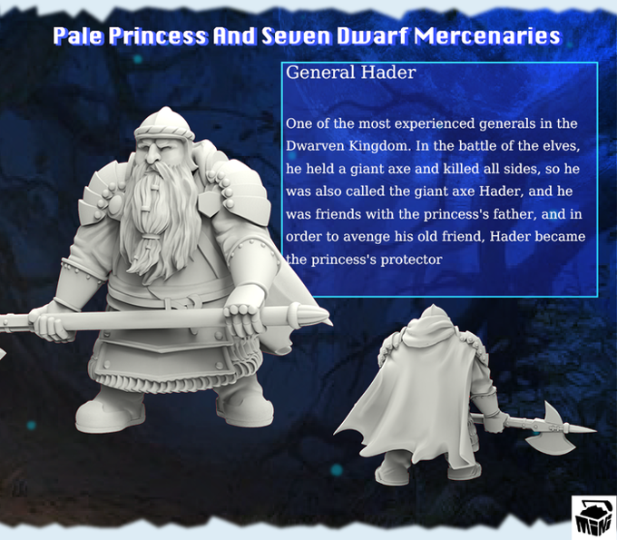 Minihoard - Princess & 7 Dwarves - General Hader - DnD/TTRPG Figure/Miniature