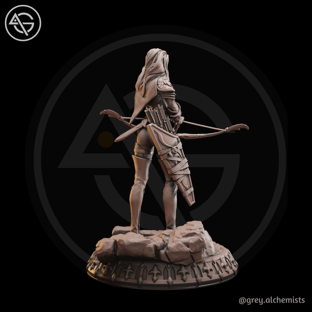 Grey Alchemists - Human Archer - 32mm/75mm DnD/Pathfinder/TTRPG Figure