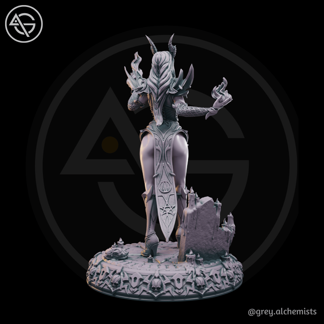 Grey Alchemists - Tiefling Sorcerer - 32mm/75mm DnD/Pathfinder/TTRPG Figure