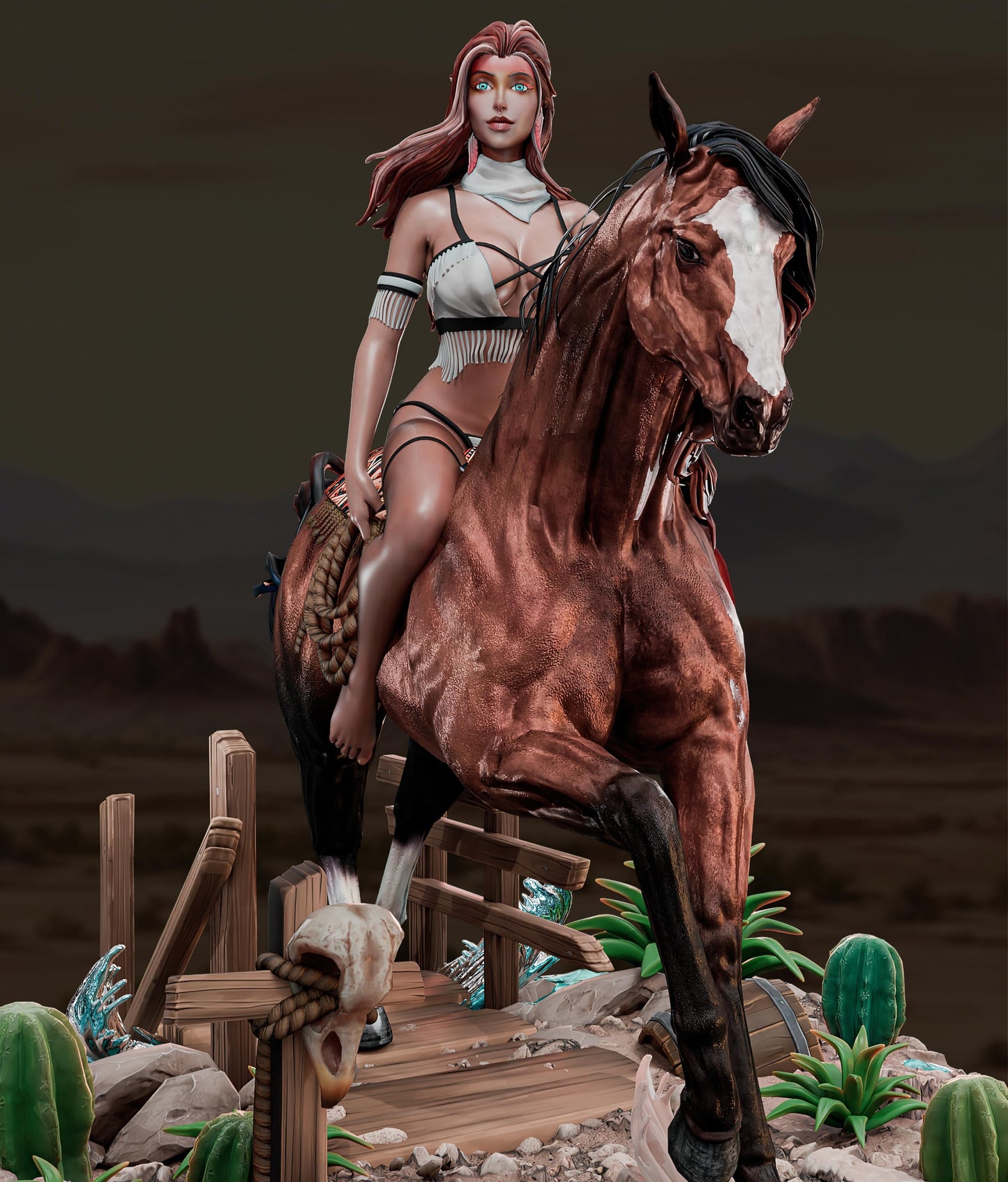 AMCM Studios - Ada Emberheart on Horseback - 32/75mm Pin Up/Figure/Model/Diorama - Helios3DPrinting