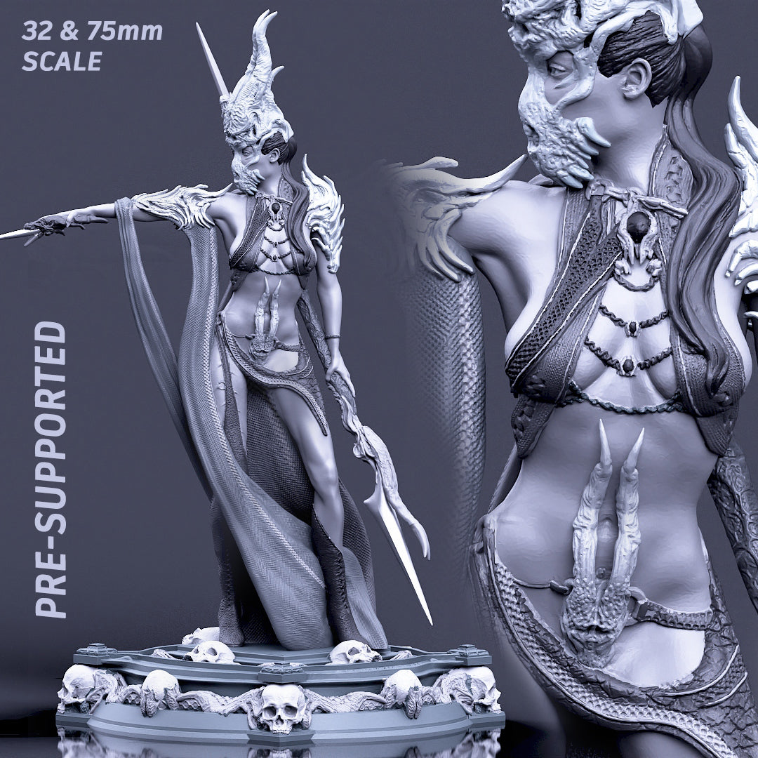 Printomancer - Boneflesh Necropriestess - 32/75mm Pin Up/Figure/Model/Diorama