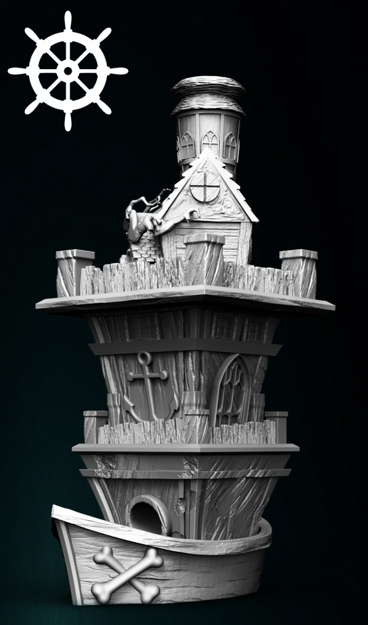 Slope3D - Pirate Ship (Hut) Dice Tower - DnD/TTRPG/Roleplaying/Wargames