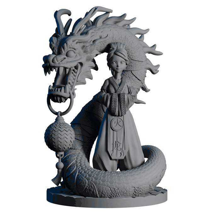 AsymSculpts - Sculpted Sisters: Oriental - Dragon Master - 75mm Pin Up/Figure/Model/Diorama