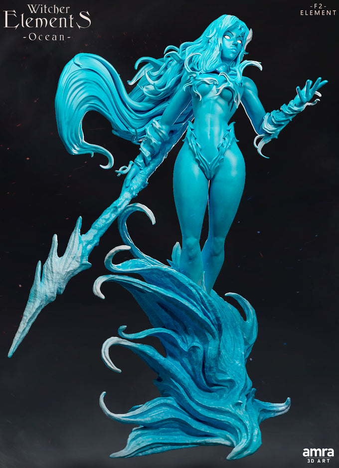 Amra 3D Art - Witcher Elements - Ocean #2 - 80mm Pin Up/Figure/Model/Diorama - Helios3DPrinting