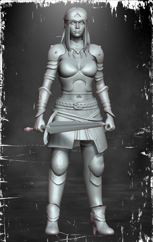 MiniQuest Forge - Female Fighter #2 - 32/75mm DnD/TTRPG Figure/Miniature