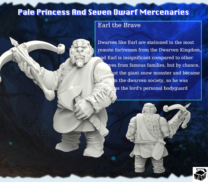 Minihoard - Princess & Dwarven Mercs - Earl the Brave - DnD/TTRPG Figure/Miniature