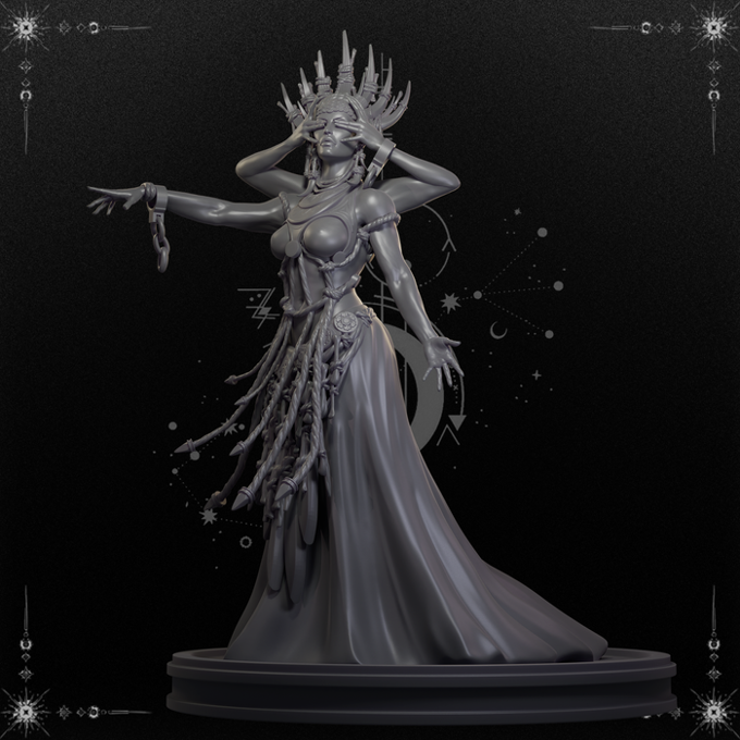 Black Fins Miniatures - Shar, Queen of Dark - 75mm Pin Up/Figure/Model/Diorama