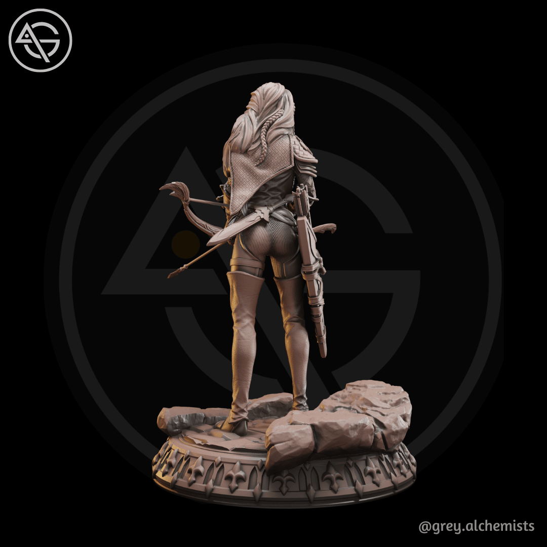 Grey Alchemists - Human Archer - 32mm/75mm DnD/Pathfinder/TTRPG Figure