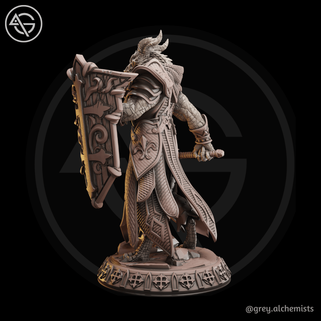 Grey Alchemists -  Dragonborn Paladin - 32mm/75mm DnD/Pathfinder/TTRPG Figure