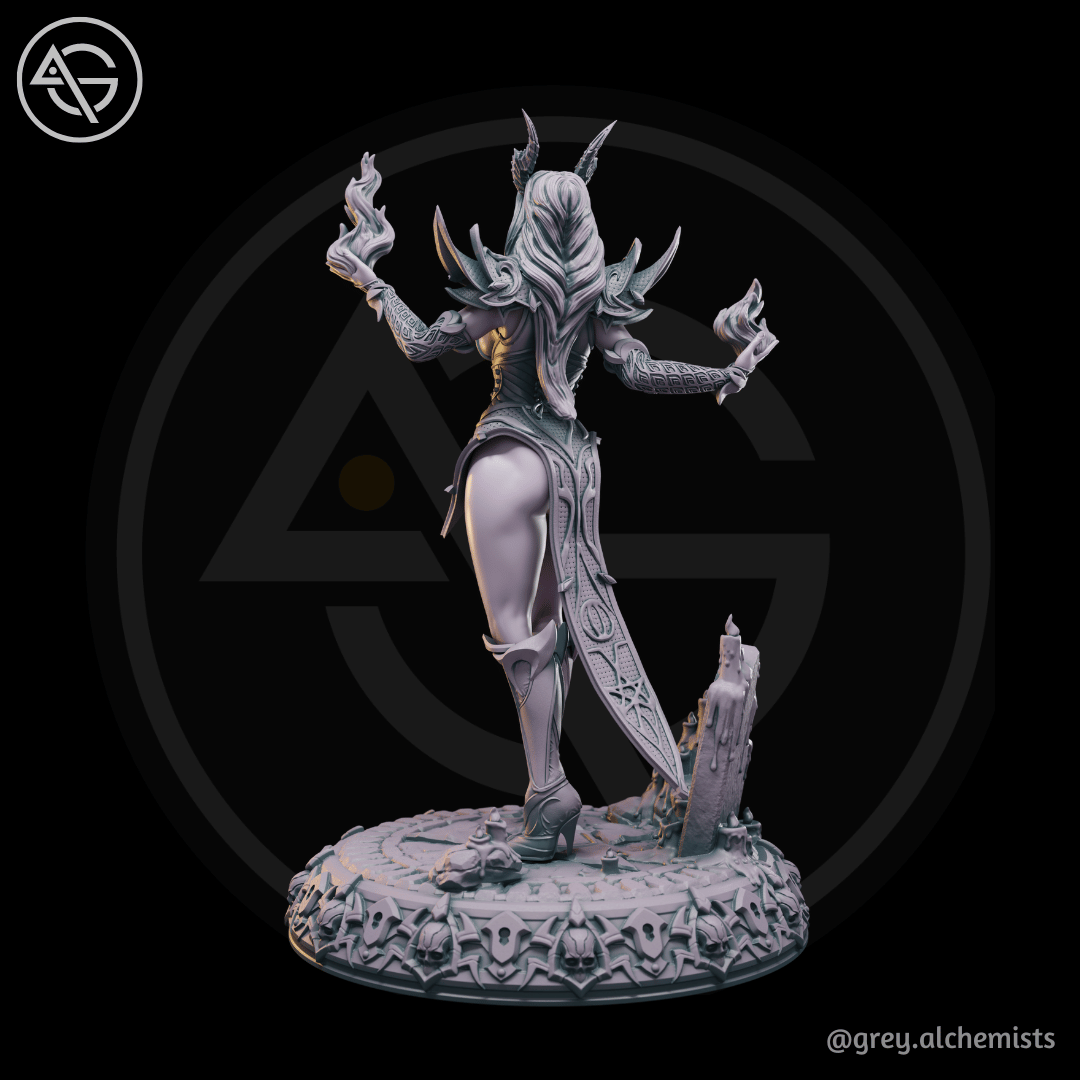Grey Alchemists - Tiefling Sorcerer - 32mm/75mm DnD/Pathfinder/TTRPG Figure