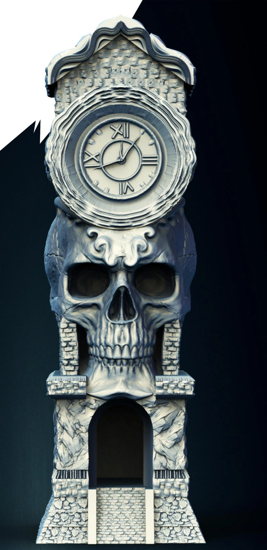 Slope3D - Skull Clock (Demon) Dice Tower - DnD/TTRPG/Roleplaying/Wargames