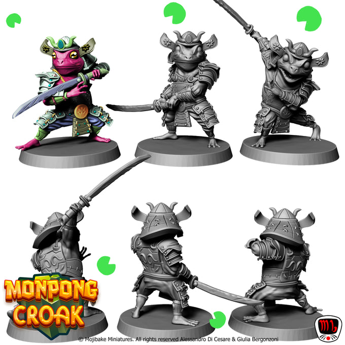 Mojibake - Monpong Croak - Tortle Samurai - DnD/TTRPG Figure/Miniature - Helios3DPrinting
