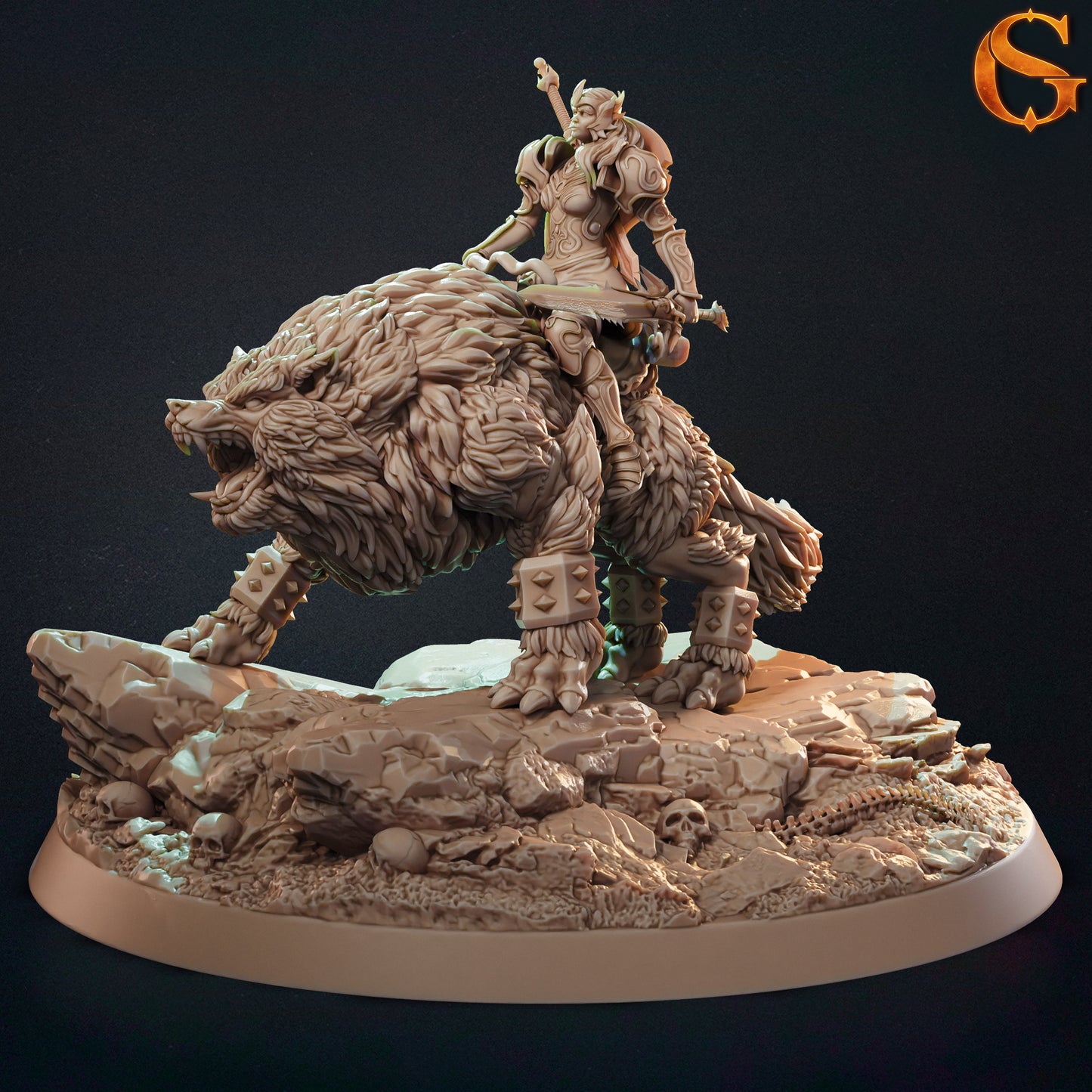 Solgoodcreations - Human Wolf Rider - DnD/TTRPG Figure/Miniature