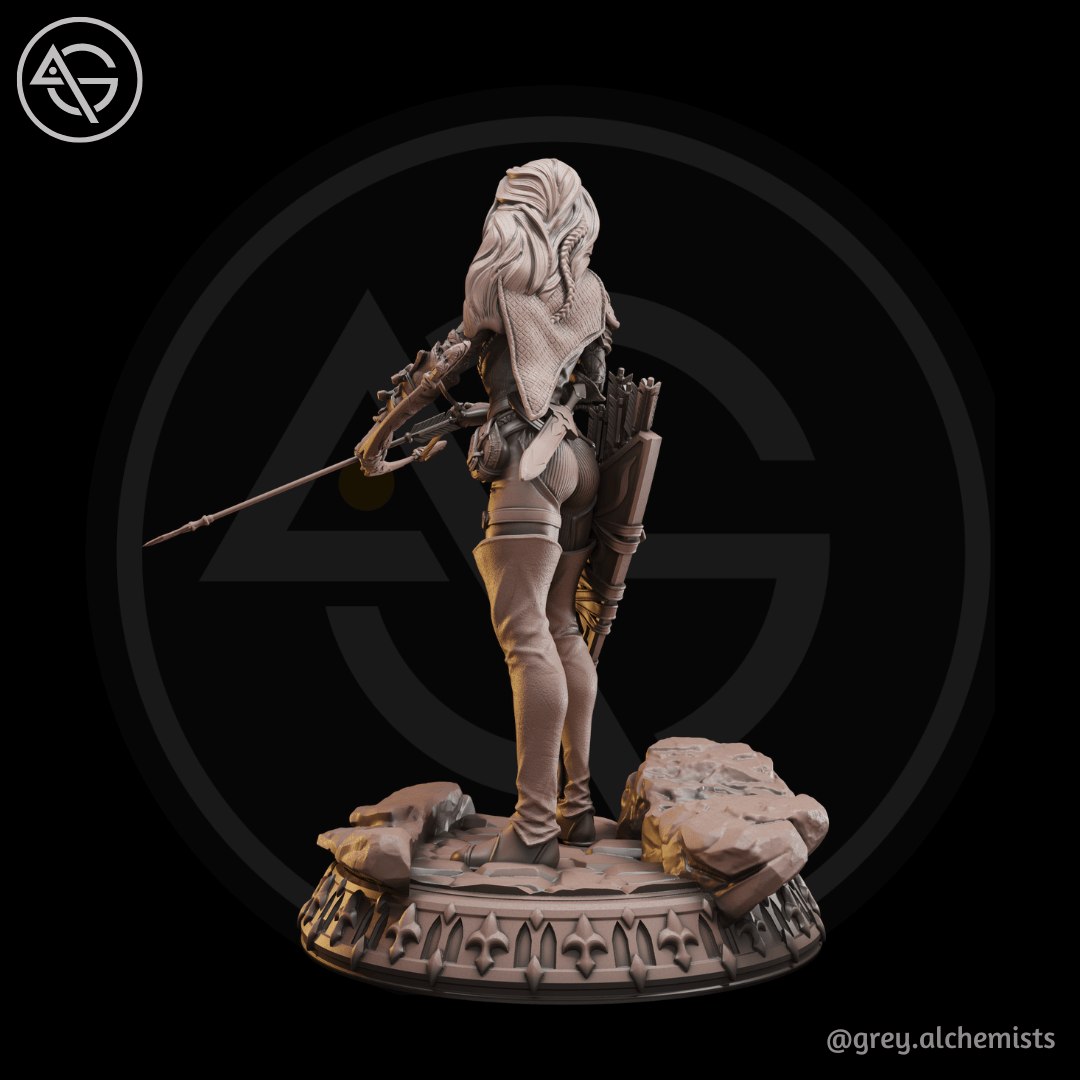 Grey Alchemists - Human Archer - 32mm/75mm DnD/Pathfinder/TTRPG Figure